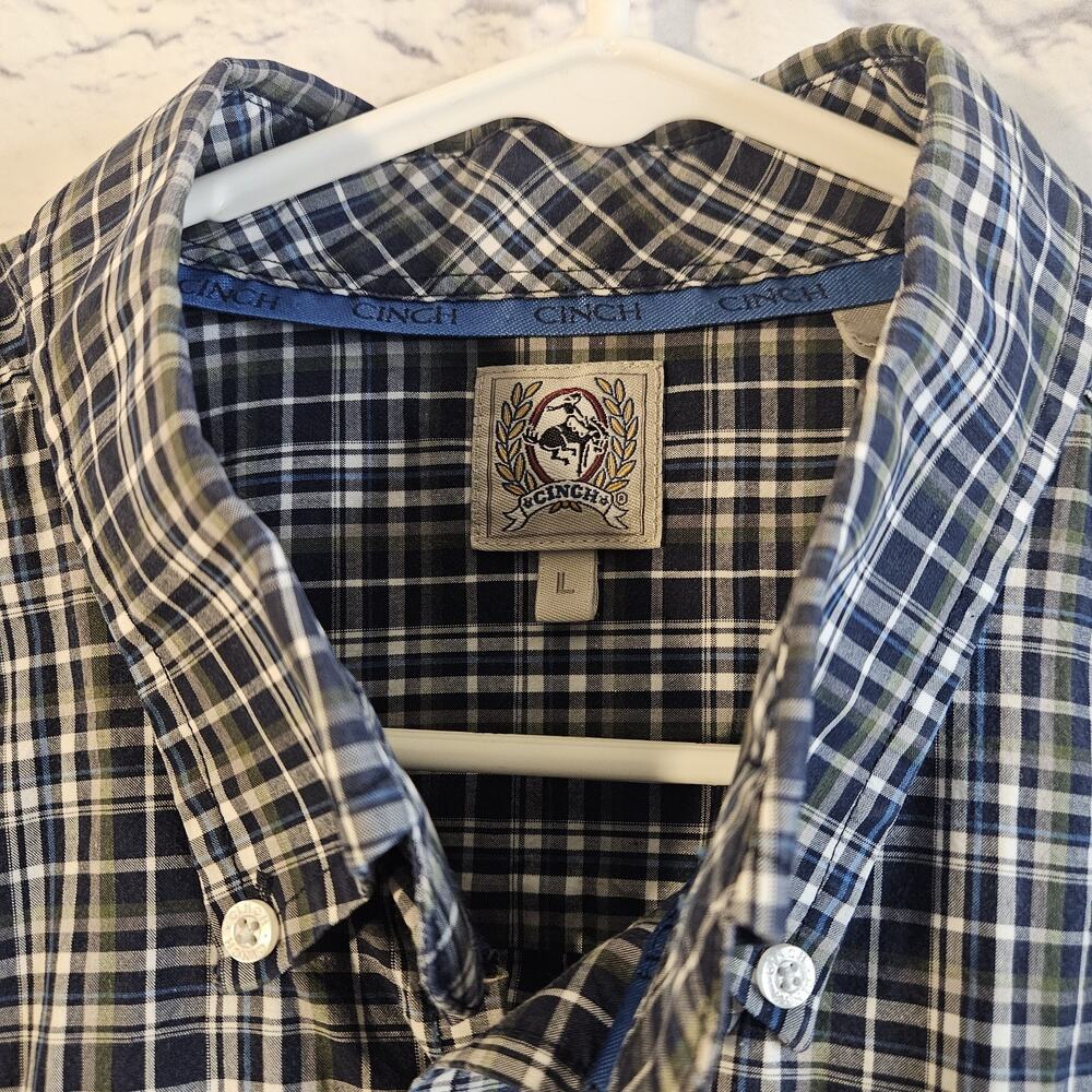 Cinch Button Down Shirt Long Sleeve Men's Large Cotton Plaid Cowboy Western - Picture 3 of 6